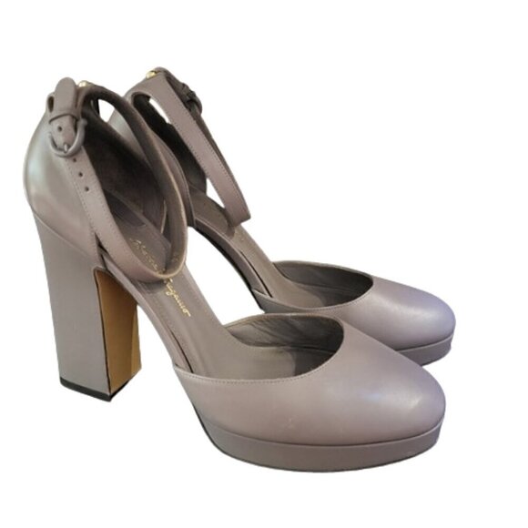 Salvatore Ferragamo Gray Ankle Strap Platform Heel - Picture 1 of 11